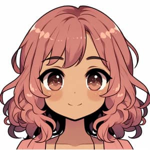Brown Skinned Anime Girl with Wavy Pink Hair - Character Design