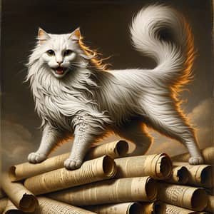 Elegant White Long Hair Cat with Spirited Attitude