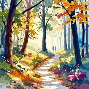 Mystical Forest Scene | Claude Monet Inspired Watercolor Art