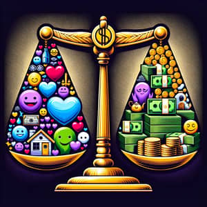 Happiness vs Wealth: Symbolic Balance of Emotions and Riches
