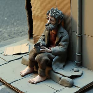 Clay Model Beggar: Raw Struggle & Resilience Depicted