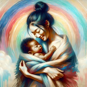 Beautiful Mother's Love Illustration | Asian and African Descent