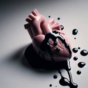 Plastic Heart Seeping Black Liquid - Dark Fantasy Art
