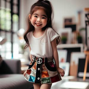 Stylish Asian Girl in Vibrant Ultra Mini Skirt | Fashionable Look