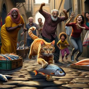 Crafty Cat Snatches Fish - Animated Alley Chase Scene