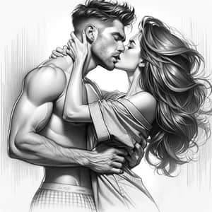Romantic Couple Kiss Sketch | American Background