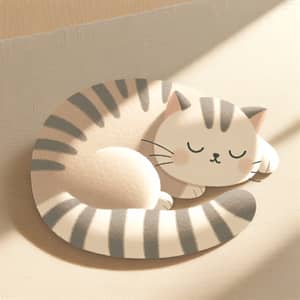 Minimalist Cat Napping: Tranquil Scene of Contentment