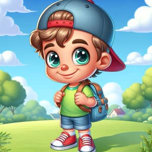 Caucasian Boy Cartoon Character in Casual Outfit | Suburban Adventure