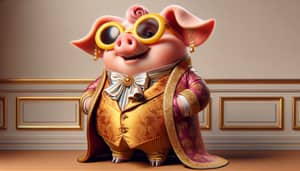 Whimsical Pig Character in Lavish Tailcoat and Sunglasses