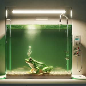 Frog Swimming in Clear Water Tank