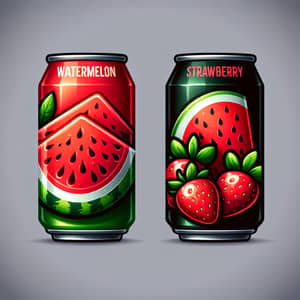 Vibrant Watermelon & Strawberry Soda Can Design