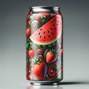 Artistic Watermelon & Strawberry Soda Can Packaging