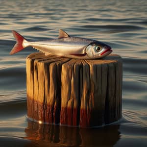 Shimmering Smelt Fish with Red Lips on Weathered Pylon