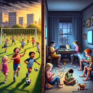 Outdoor Play vs Mobile Addiction: A Visual Comparison