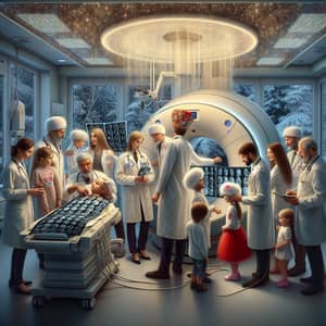 Hyperrealistic Russian Family of Doctors in Modern Medical Setting
