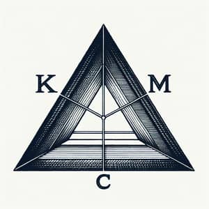 Fine-lined Triangle with Letters k M c