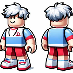 Playful White Roblox Character with Red and Blue Accessories