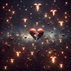Cosmic Constellation of Broken Heart Emojis