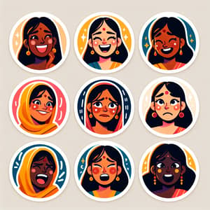 Unique Collection of Nine Vibrant Face Stickers