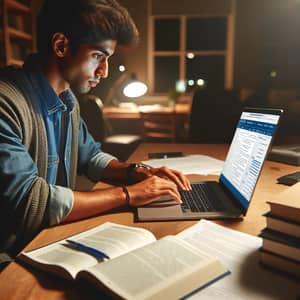 Serene Study Environment with Focused College Student