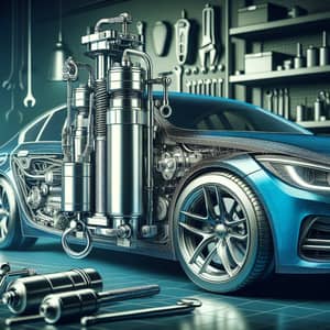Hydraulic Cylinder Car: Modern Design in Metallic Blue