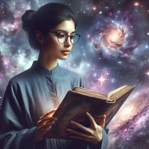 South Asian Female Scholar in Cosmos-Themed Profile Picture