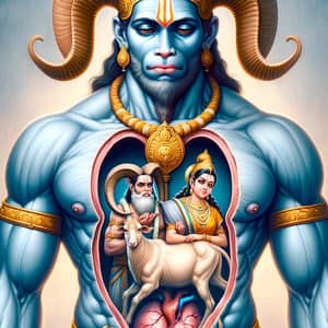 Hindu God Hanumanji with Ram and Sita in Heart | Devotional Symbol
