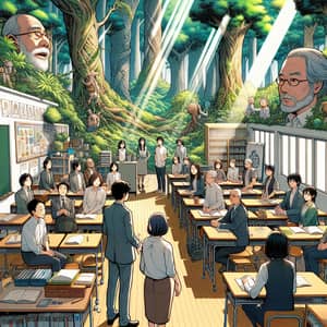 19 Diverse Manga-Style Teachers in Forest Classroom
