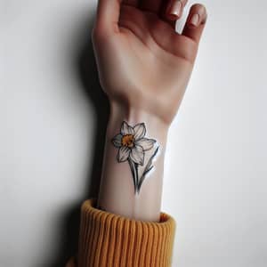 Minimal Narcissus Flower Tattoo for Wrist