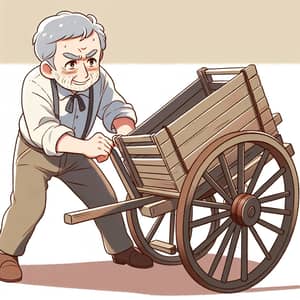 Vintage Handcart Scene with a Courageous Man
