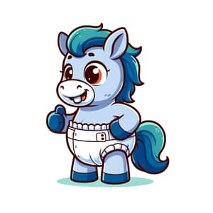 Adorable Cartoon Pony-Like Creature with Single Milk Tooth