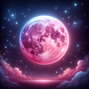 Pink Moon - Enchanting Night Sky Display in Pink Hues