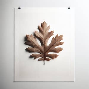Photorealistic Oak Leaf on White Paper