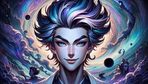 Odyssey Kayn, Emperor Kayn Art: Vibrant Blue Purple Hair | Galaxy Universe Theme