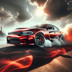 Red Dodge Charger Hellcat Burnout: Power & Performance