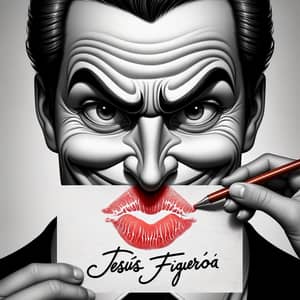 Playful Smirk: Jesús Figueroa Kissed Paper Image