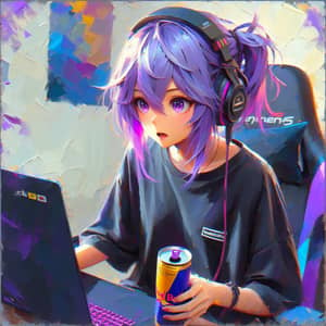 Female Anime Character with Purple Braids | Vibrant 8K HD Image