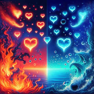 Virtual Love: Fire and Water Illustration