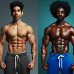 Fitness Transformation Comparison | Vibrant Colors & Dynamic Poses