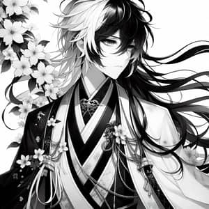 Black and White-Haired Anime Boy | Determined Character in Royally Designed Cloak