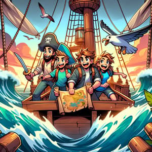 4 Friends Treasure Hunting Adventure | Cartoon Thumbnail
