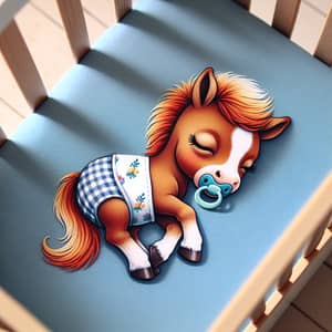 Adorable Three-Month-Old Pony Sleeping in Crib