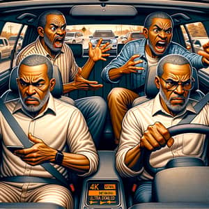 African American Male Generations in Car | Detailed 4K Image