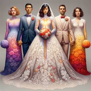 8K Resolution Wedding Image with Diverse Newlyweds and Unity Candle