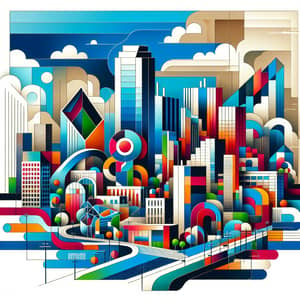 Abstract Dallas Skyline Art - Vibrant and Surreal Cityscape