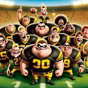 Animated Yellow and Black Football Players Movie Cover | Unity and Humor