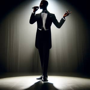 Passionate African American Male Opera Singer Silhouette