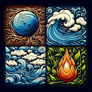 Primal Elements Art: Earth, Water, Air, Fire - Harmony Design