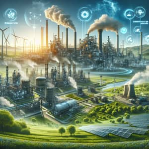 Futuristic Industrial Gas Emission Reduction Illustration