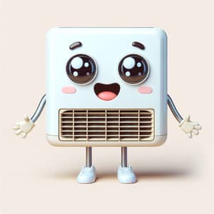 Cute Air Conditioning Unit Character - Home AC Art
